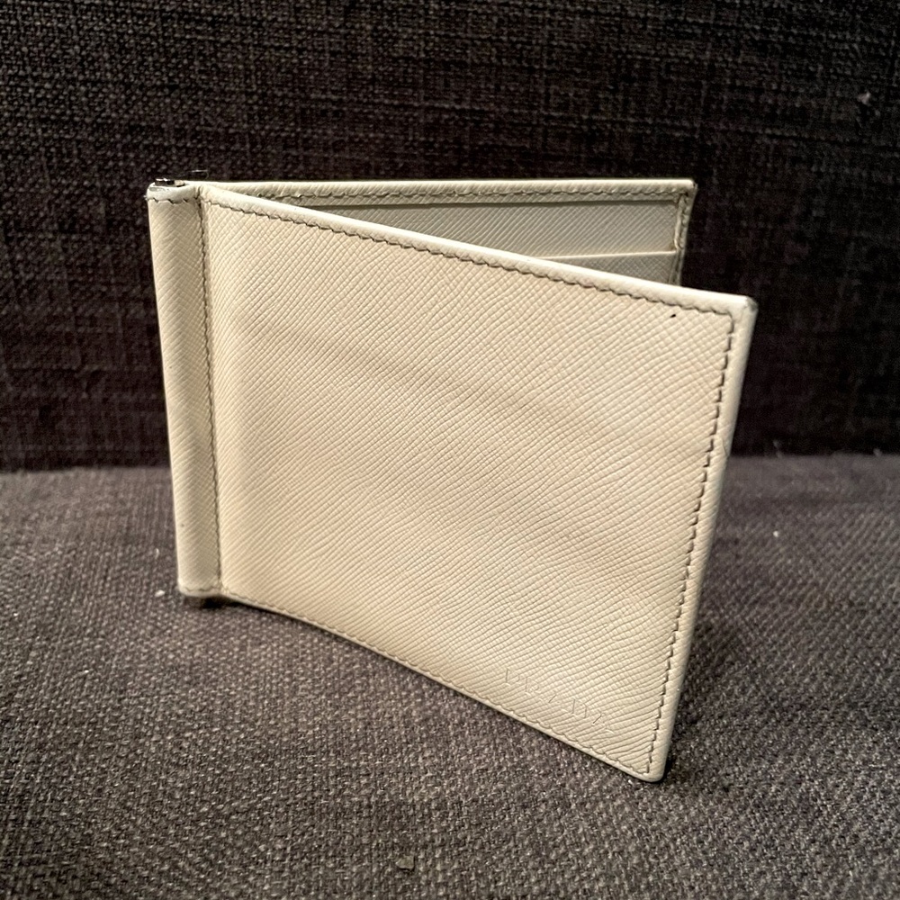 Men’s Cream Saffiano Leather Prada Wallet